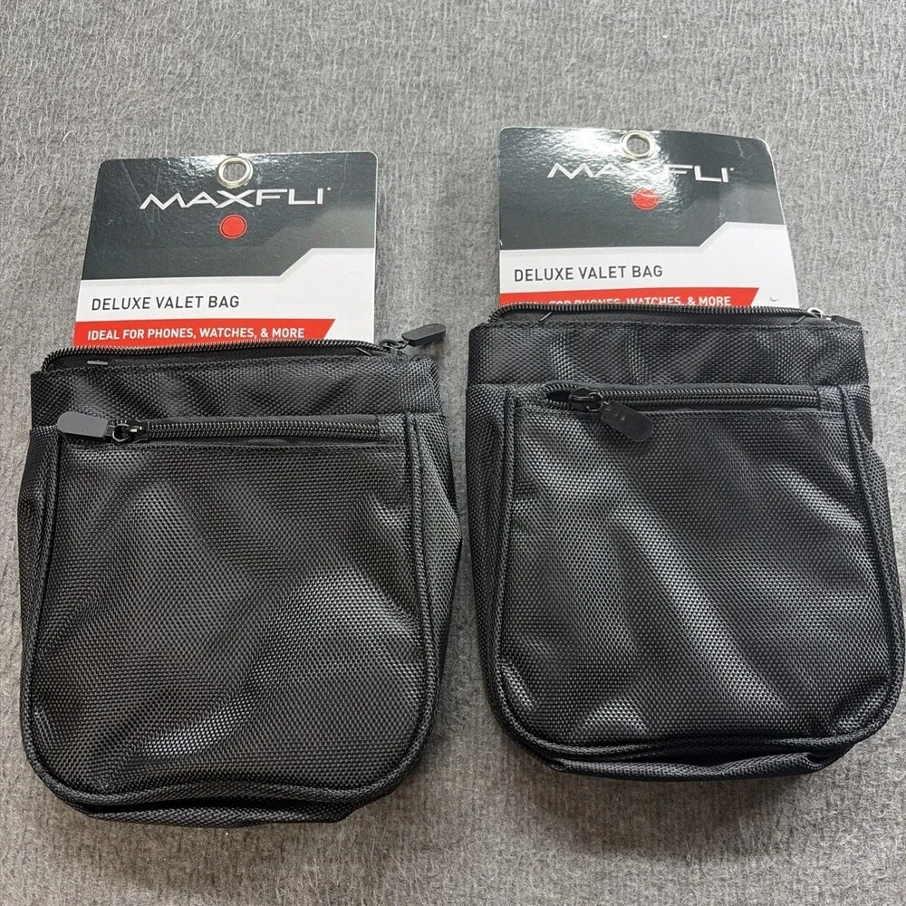 Pack of 2 Maxfli Valuables Pouch with Plush Lining - Attaches to Golf Bag 25830
